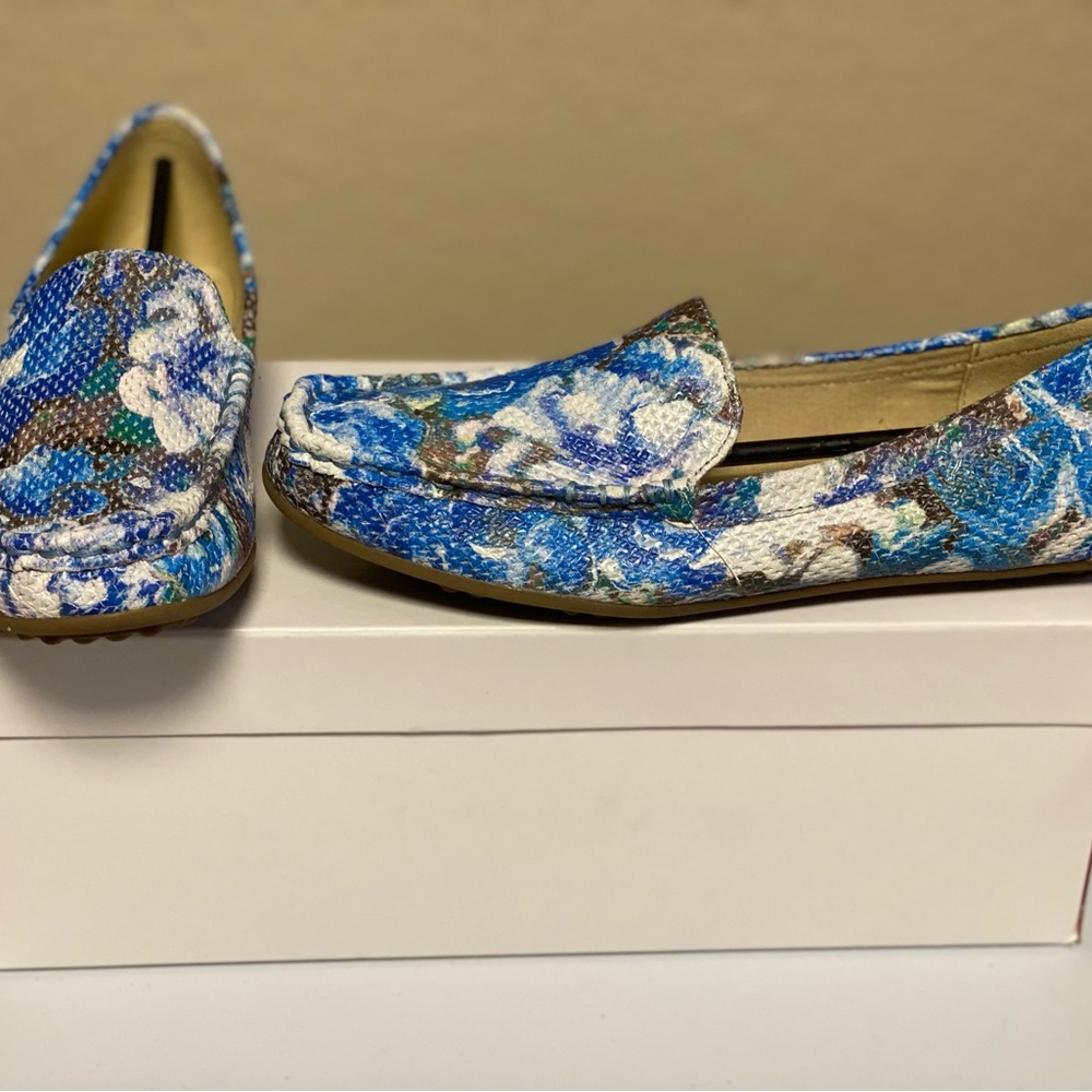 Isaac Mizrahi Blue and White Floral Flats